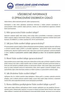 Všeobecné informace o zpracování osobních údajů